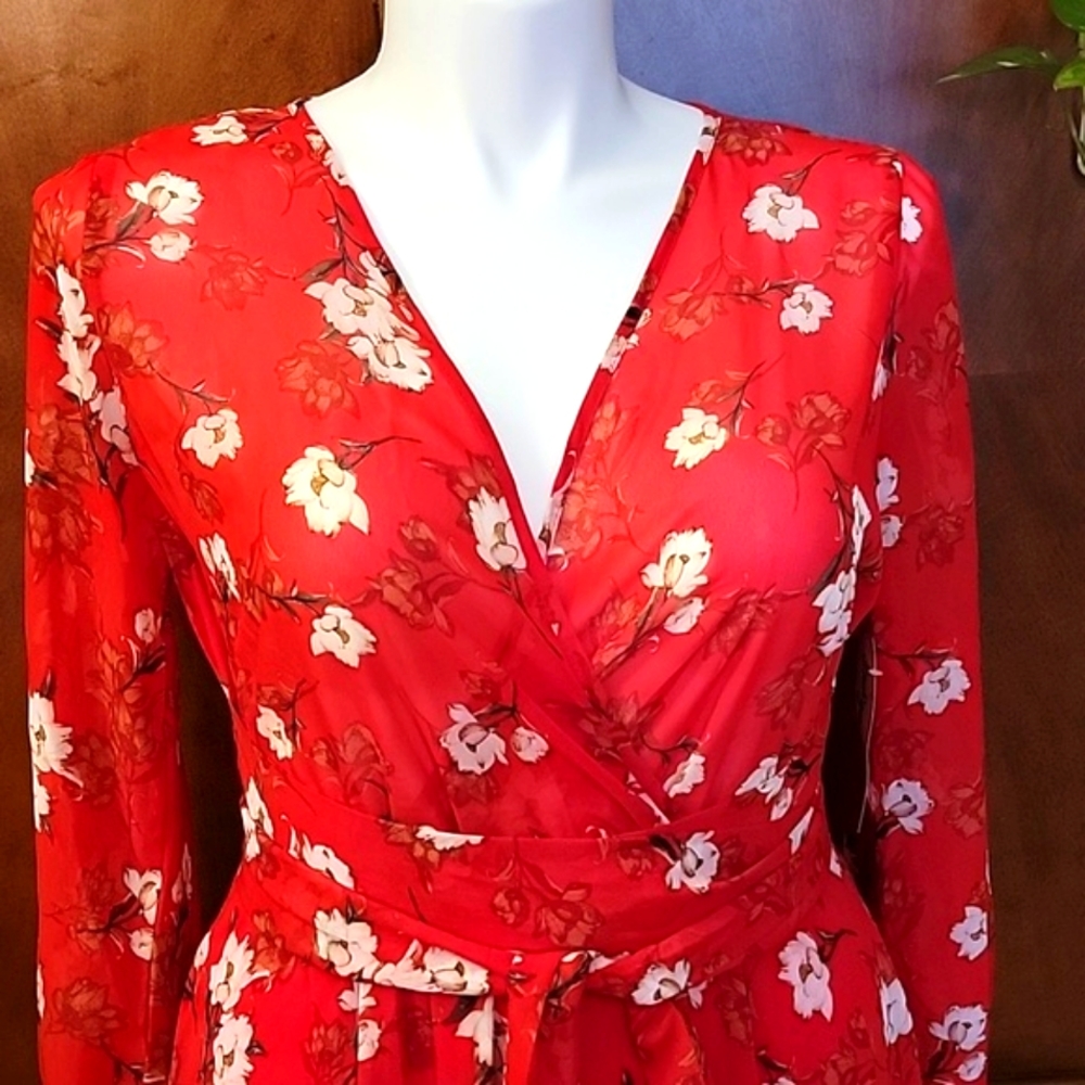 Beautiful Red Faux Wrap Maxi Dress by Indigo Rd, Size XL NWT